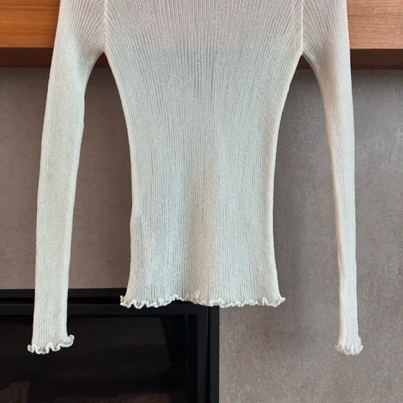 NWOT Mango White Iredescent Rainbow Metallic Mesh Long Sleeve Shirt, Size M - Picture 3 of 8